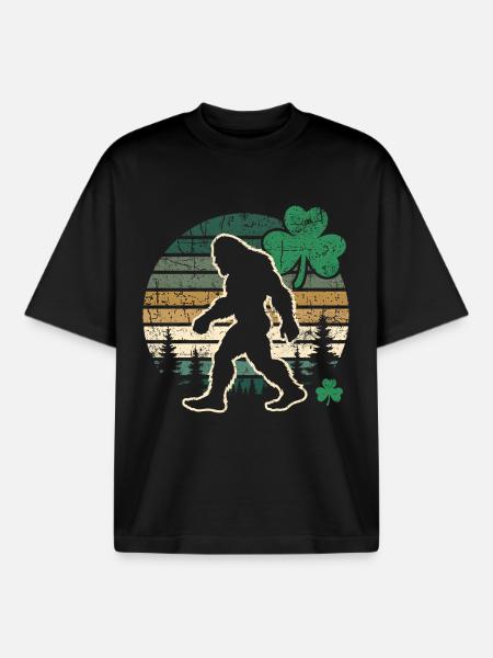 Big Foot St. Patrick's Day - Boxy Heavyweight Unisex Organic T-Shirt by Stanley/Stella - black