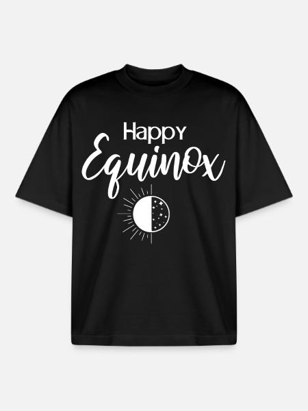 Happy Equinox Easter Ostara Pagan Spring - Boxy Heavyweight Unisex Organic T-Shirt by Stanley/Stella - black