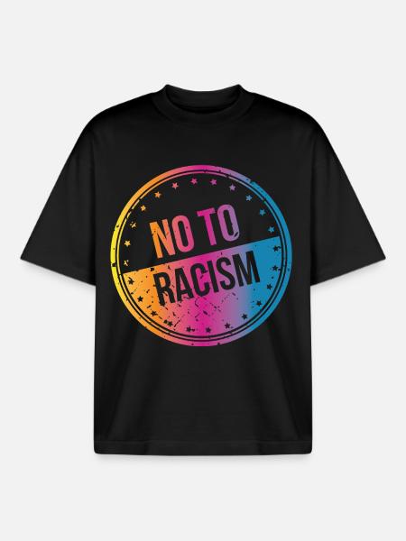 No to racism - Boxy Heavyweight Unisex Organic T-Shirt by Stanley/Stella - black