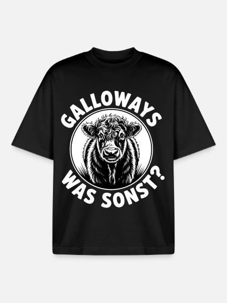 Galloway Cow Circle Graphic - Boxy Heavyweight Unisex Organic T-Shirt by Stanley/Stella - black