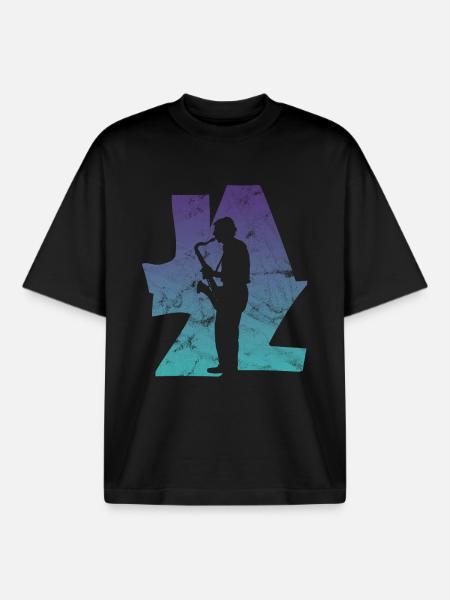 Jazz Saxophonist - Boxy Heavyweight Unisex Organic T-Shirt von Stanley/Stella - Schwarz