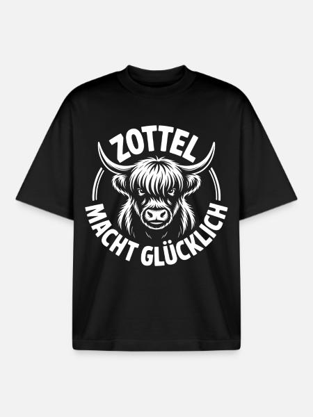 Highlands Shaggy Makes You Happy - Boxy Heavyweight Unisex Organic T-Shirt by Stanley/Stella - black