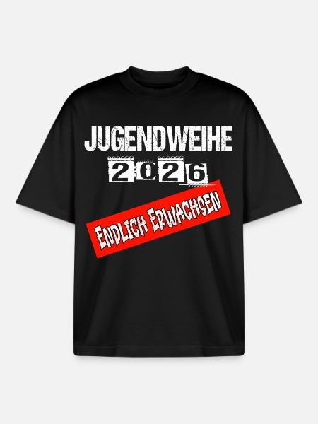 Jugendweihe - Jugendweihe 2026 - Boxy Heavyweight Unisex Organic T-Shirt von Stanley/Stella - Schwarz