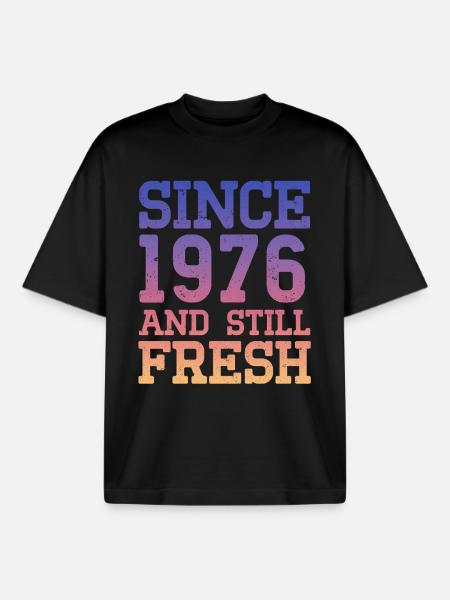 1976 50th Birthday - Boxy Heavyweight Unisex Organic T-Shirt by Stanley/Stella - black