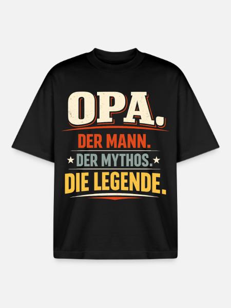 Grandpa Legend Gift Father's Day Men - Boxy Heavyweight Unisex Organic T-Shirt by Stanley/Stella - black