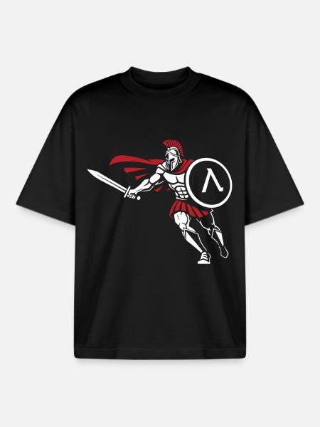 Spartan Attack Sword Shield Spartan-Maskottchen - Boxy Heavyweight Unisex Organic T-Shirt von Stanley/Stella - Schwarz