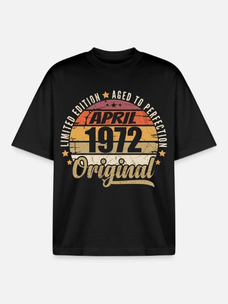 April 1972 Birthday Gift - Boxy Heavyweight Unisex Organic T-Shirt by Stanley/Stella - black