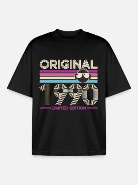 Original 1990 Limited Edition - Boxy Heavyweight Unisex Organic T-Shirt by Stanley/Stella - black