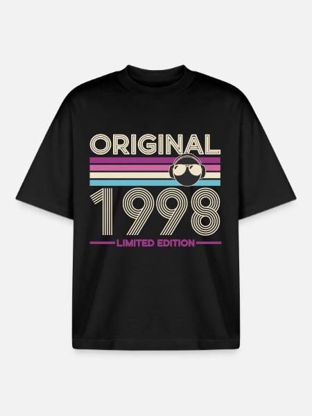 Original 1998 Limited Edition Retro - Boxy Heavyweight Unisex Organic T-Shirt by Stanley/Stella - black