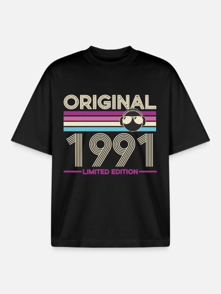 Original 1991 Limited Edition - Boxy Heavyweight Unisex Organic T-Shirt by Stanley/Stella - black