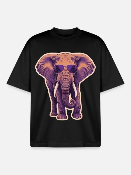 Summer Elephant Sunglasses - Boxy Heavyweight Unisex Organic T-Shirt by Stanley/Stella - black