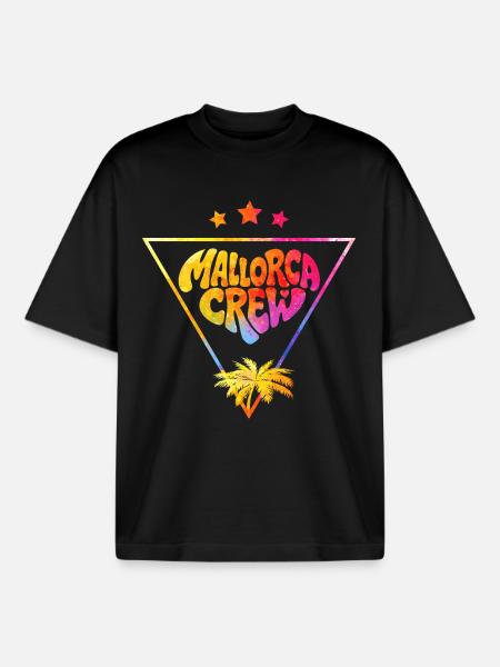 Mallorca Crew Palmen Farbflash - Boxy Heavyweight Unisex Organic T-Shirt von Stanley/Stella - Schwarz