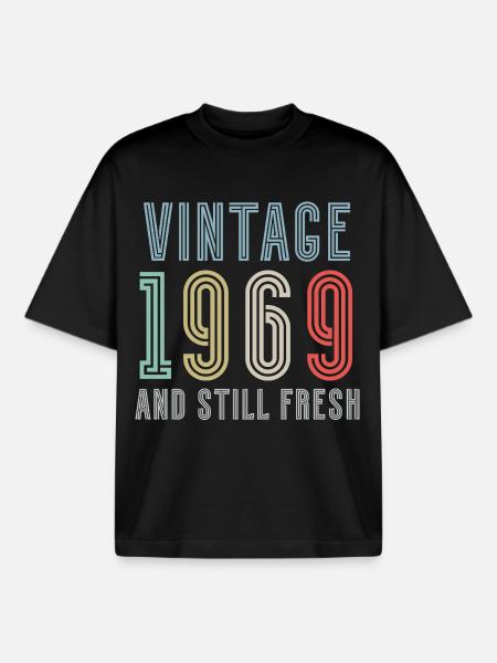 Millésime 1969 - T-shirt unisexe boxy épais biologique Stanley/Stella - noir