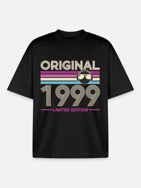 Original 1999 Limited Edition Retro - Boxy Heavyweight Unisex Organic T-Shirt by Stanley/Stella - black
