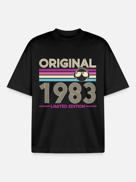 Original 1983 Édition Limitée Retro - T-shirt unisexe boxy épais biologique Stanley/Stella - noir