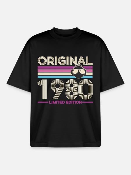 Original 1980 Limited Edition - Boxy Heavyweight Unisex Organic T-Shirt by Stanley/Stella - black
