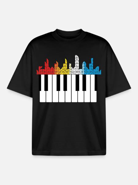 Piano Piano Musician Gift - Boxy Heavyweight Unisex Organic T-Shirt by Stanley/Stella - black