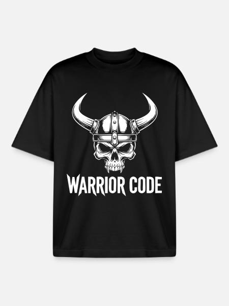 Kriegercode, Schädel, Wikinger, nordischer Hörnerhelm, - Boxy Heavyweight Unisex Organic T-Shirt von Stanley/Stella - Schwarz