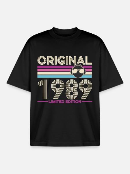 Original 1989 Retro Edition - Boxy Heavyweight Unisex Organic T-Shirt by Stanley/Stella - black