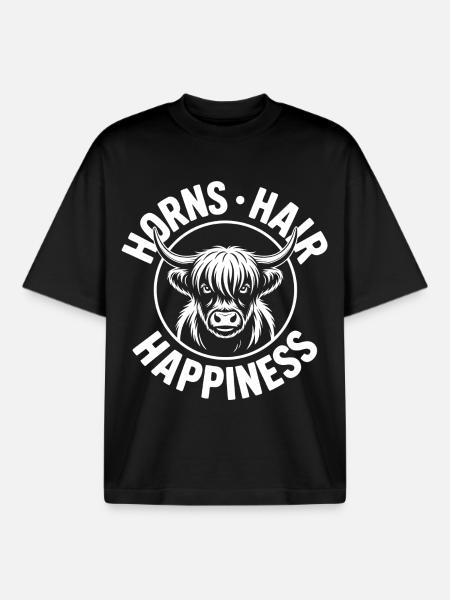 Horns Hår Lykke Højland - Stanley/Stella unisex boxy heavyweight T-shirt økologisk - sort