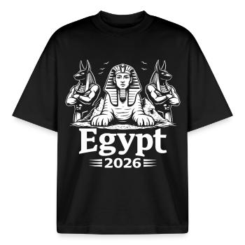 Sphinx Anubis Egypt 2026 Mystik - Boxy Heavyweight Unisex Organic T-Shirt von Stanley/Stella - Schwarz - Vorne - AI Model Male 185 light (185cm) & AI Model Female 172 dark (172cm)
