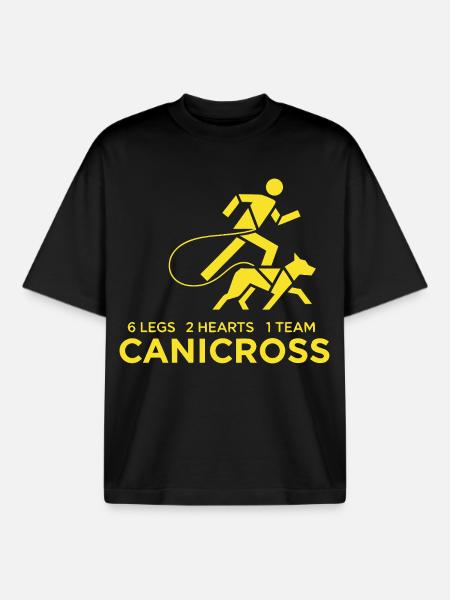 Canicross Running with Dog - Boxy Heavyweight Unisex Organic T-Shirt by Stanley/Stella - black