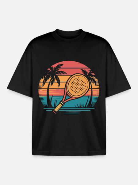 Padel Sunset - Boxy Heavyweight Unisex Organic T-Shirt by Stanley/Stella - black