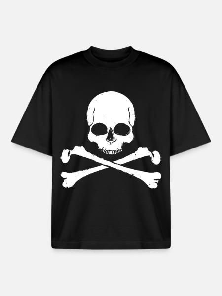 Skull Cross Pattern Skull - Boxy Heavyweight Unisex Organic T-Shirt by Stanley/Stella - black