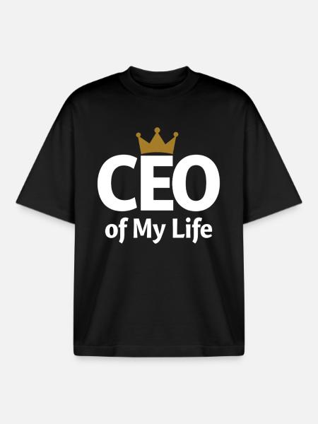 CEO of My Life Krone Statement - Boxy Heavyweight Unisex Organic T-Shirt by Stanley/Stella - black