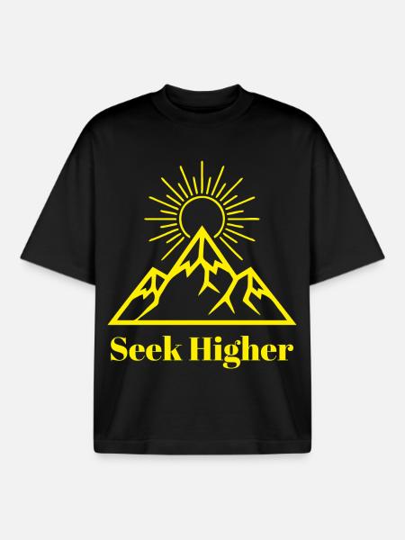 Seek Higher Summit Glow - Boxy Heavyweight Unisex Organic T-Shirt by Stanley/Stella - black