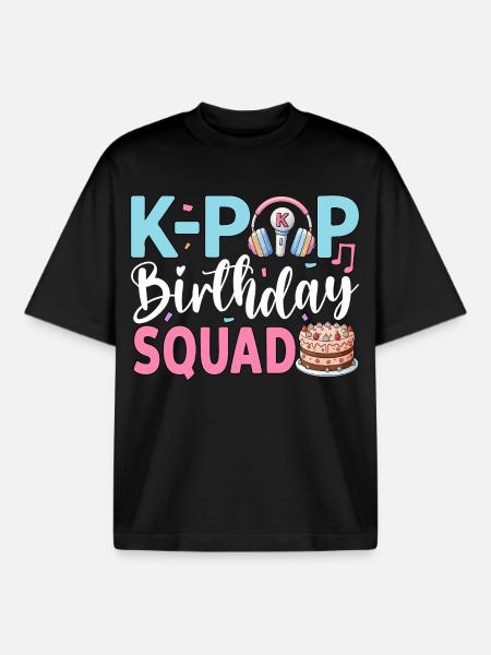 K-Pop Birthday Squad - Boxy Heavyweight Unisex Organic T-Shirt by Stanley/Stella - black