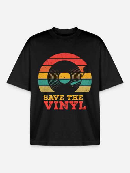 Save the vinyl - Boxy Heavyweight Unisex Organic T-Shirt by Stanley/Stella - black