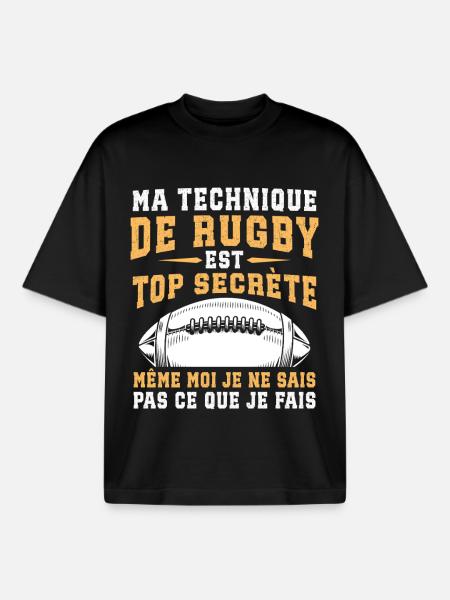 Ma Technique De Rugby - T-shirt unisexe boxy épais biologique Stanley/Stella - noir