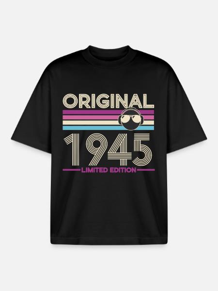 Original 1945 Édition Limitée - T-shirt unisexe boxy épais biologique Stanley/Stella - noir