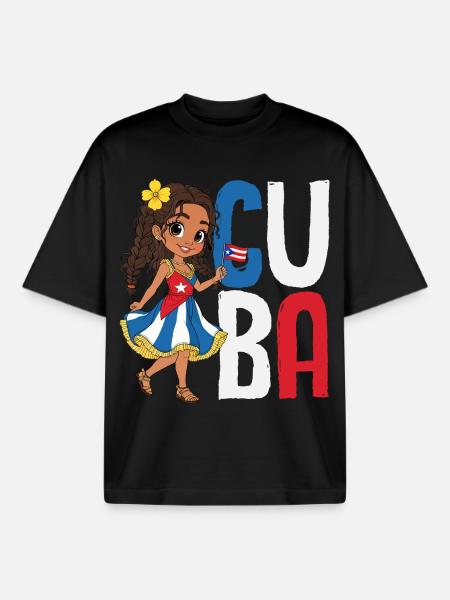 Cuba Pride & Home - Cuba Flag Design - Boxy Heavyweight Unisex Organic T-Shirt by Stanley/Stella - black