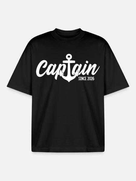 CAPTAIN 2026 CAPTAIN SINCE 2026 - Boxy Heavyweight Unisex Organic T-Shirt by Stanley/Stella - black