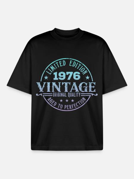 Millésime 1976 - T-shirt unisexe boxy épais biologique Stanley/Stella - noir