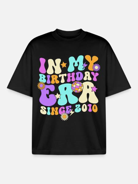 16th Birthday Retro Gift Idea - Boxy Heavyweight Unisex Organic T-Shirt by Stanley/Stella - black