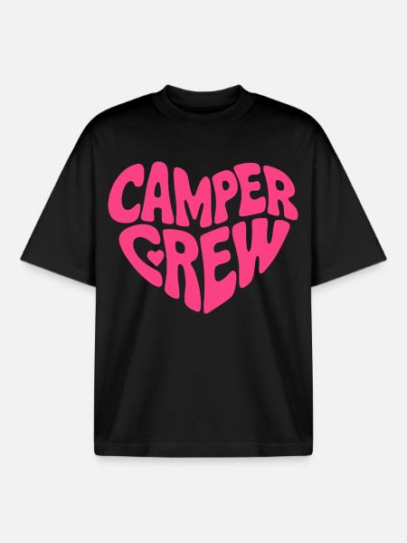 Camper Crew Herz Logo - Boxy Heavyweight Unisex Organic T-Shirt von Stanley/Stella - Schwarz