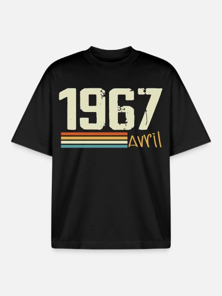 Né en avril 1967 - T-shirt unisexe boxy épais biologique Stanley/Stella - noir