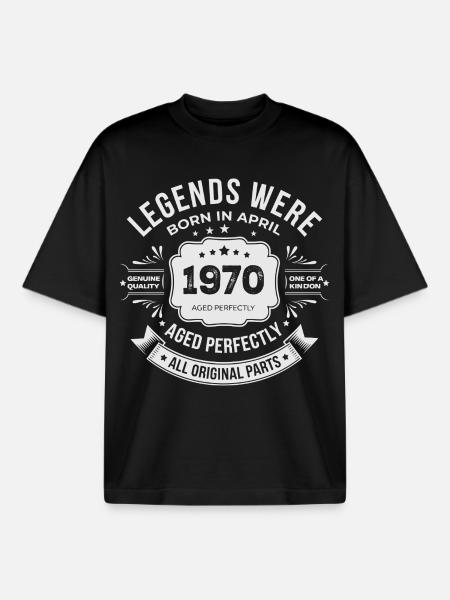 April 1970 Birthday Gift - Boxy Heavyweight Unisex Organic T-Shirt by Stanley/Stella - black