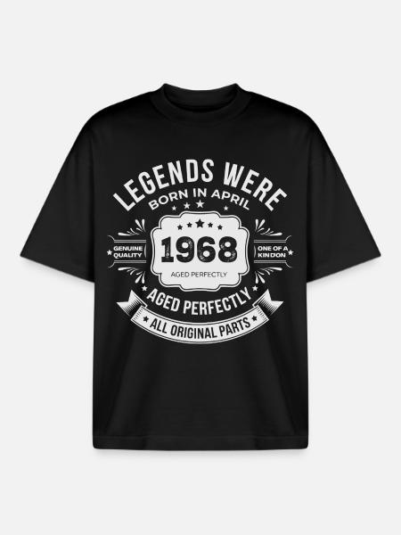 April 1968 Birthday Gift - Boxy Heavyweight Unisex Organic T-Shirt by Stanley/Stella - black