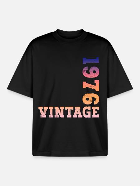Annata 1976 - T-shirt unisex boxy pesante biologica di Stanley/Stella - nero