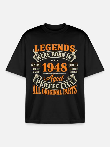 Legends 1948: Perfect Age, Original - Boxy Heavyweight Unisex Organic T-Shirt by Stanley/Stella - black