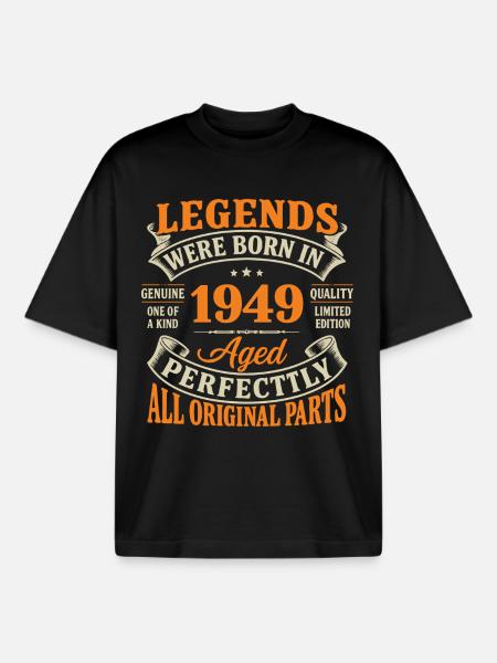 Legends born in 1949 Perfect - Boxy Heavyweight Unisex Organic T-Shirt by Stanley/Stella - black