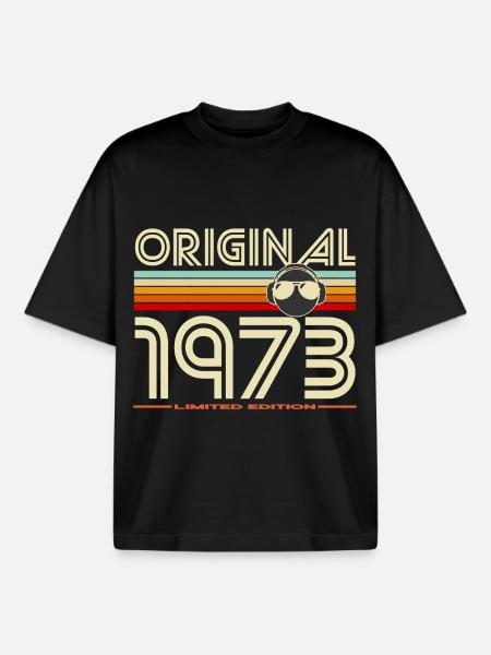 Original 1973 édition limitée rétro - T-shirt unisexe boxy épais biologique Stanley/Stella - noir