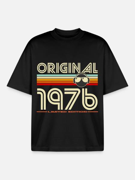 Original 1976 Retro Headphones - Boxy Heavyweight Unisex Organic T-Shirt by Stanley/Stella - black