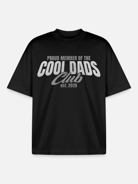 Cool Dads Club - Dad 2026 Gift - Boxy Heavyweight Unisex Organic T-Shirt by Stanley/Stella - black
