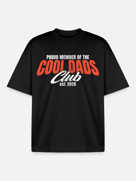 Cool Dads Club - Dad 2026 Gift - Boxy Heavyweight Unisex Organic T-Shirt by Stanley/Stella - black