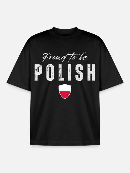 Proud Polish, Made in Poland - Boxy Heavyweight Unisex Organic T-Shirt by Stanley/Stella - black